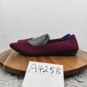Rothy's Womens 7 The Point Berry Lattice Knit Lifestyle Daily Pointed Toe Flat